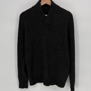 🥽 Peter Werth charcoal wool basket, weave shawl collar sweater